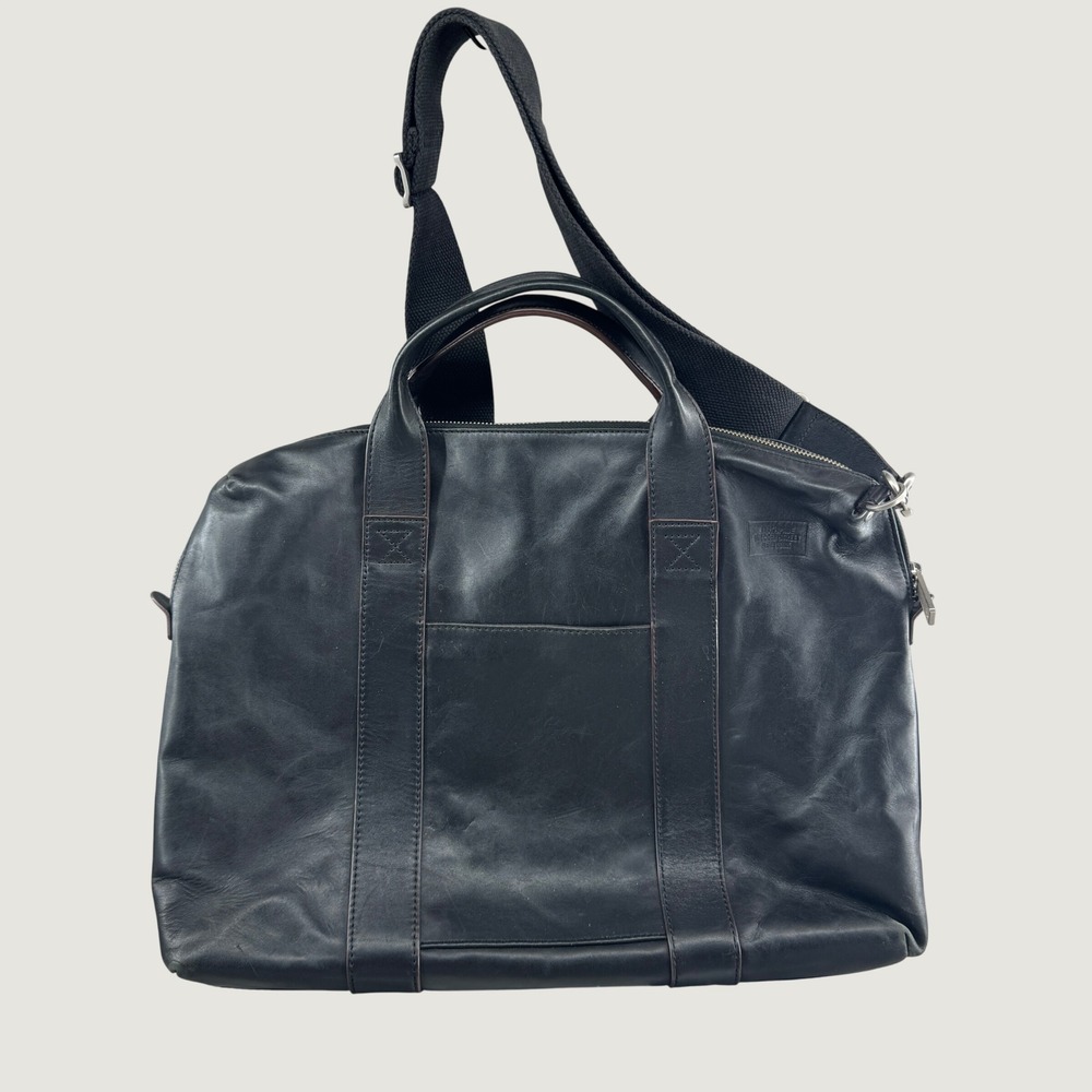Jack Spade Warren Street Leather Briefcase Laptop Messenger Bag Black Crossbody